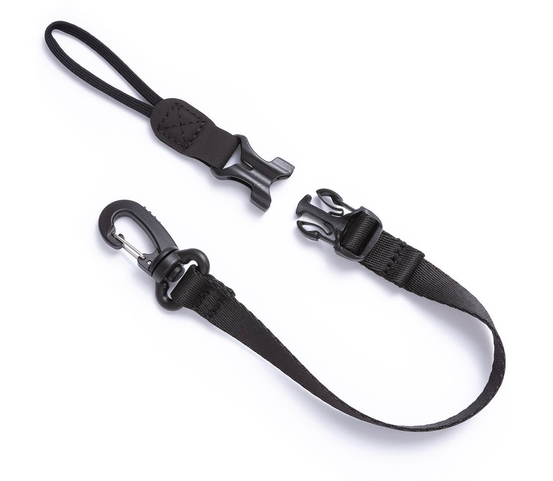 Curved tether strap with an open clasp for easy attachment